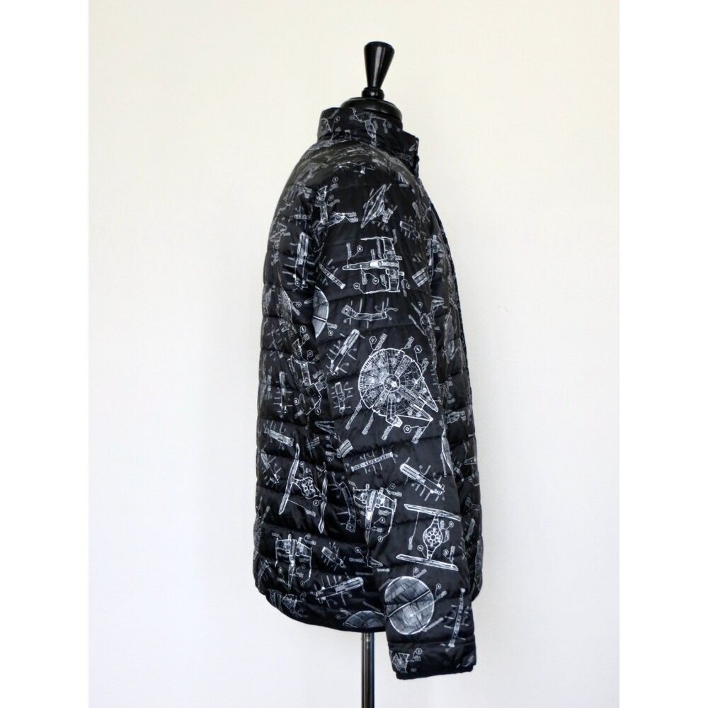 NEW! Disney Parks Star Wars Blueprint Quilted Puffer Jacket Black SZ M - Picture 5 of 6